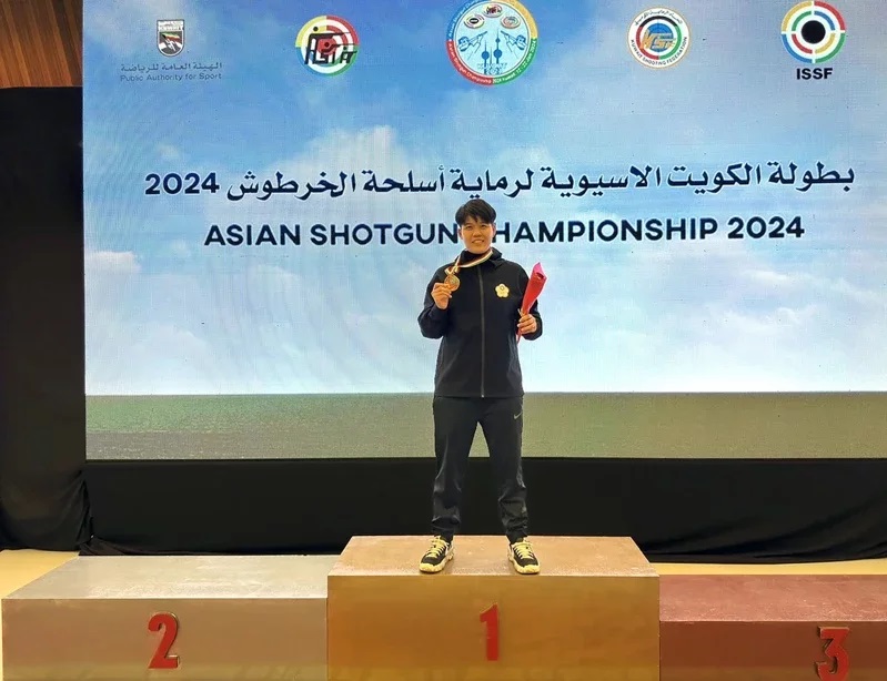 (圖)Chinese Taipei delegation Liu Wan-yu took gold medal in trap at the Asian Rifle  Pistol Championship 2024. (provided by Liu Wan-yu)